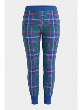 Sonoma Plaid Lounge Jogger Pants Womens Medium Blue Green Elastic Waist NWOT